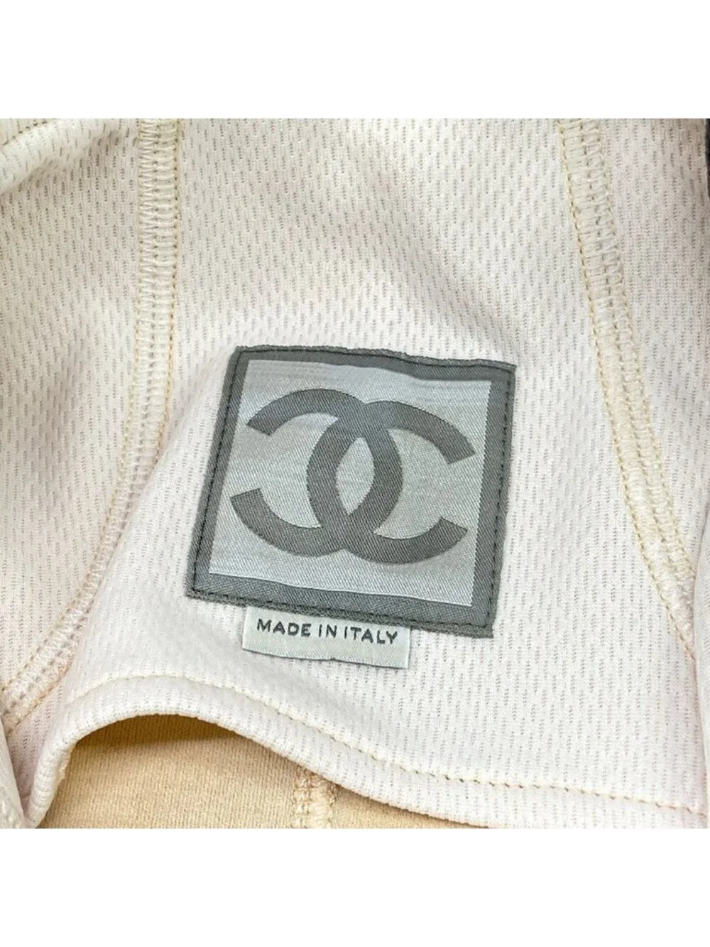 Chanel Jersey 38 M Sports Line Beige Black T-Shirt